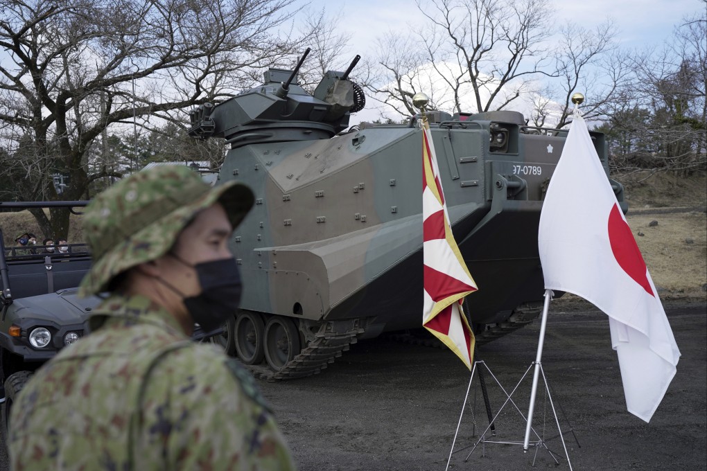 A joint military drill by Japanese and US marines took place in Japan on Tuesday. Photo: AP