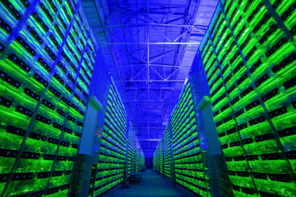 Illuminated mining rigs operate inside racks at the CryptoUniverse cryptocurrency mining farm in Nadvoitsy, Russia, on March 18, 2021. There have been fears that Russian companies could use cryptocurrency to evade sanctions. Photo: Bloomberg