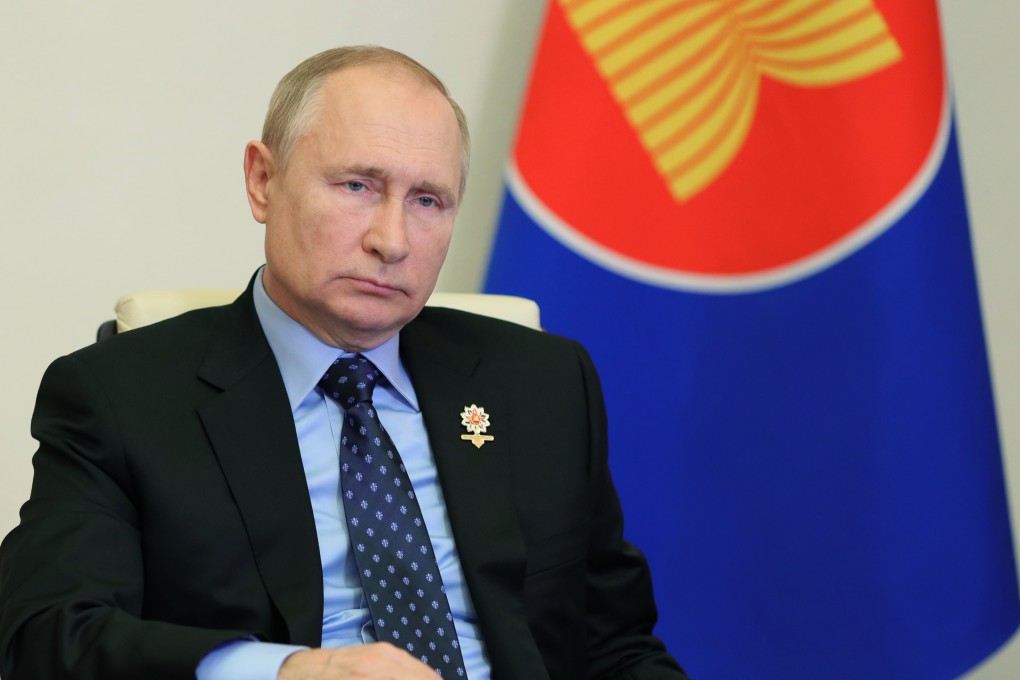 Russian President Vladimir Putin takes part in the East Asia summit via video from Moscow, Russia, on October 27, 2021. Photo: AP