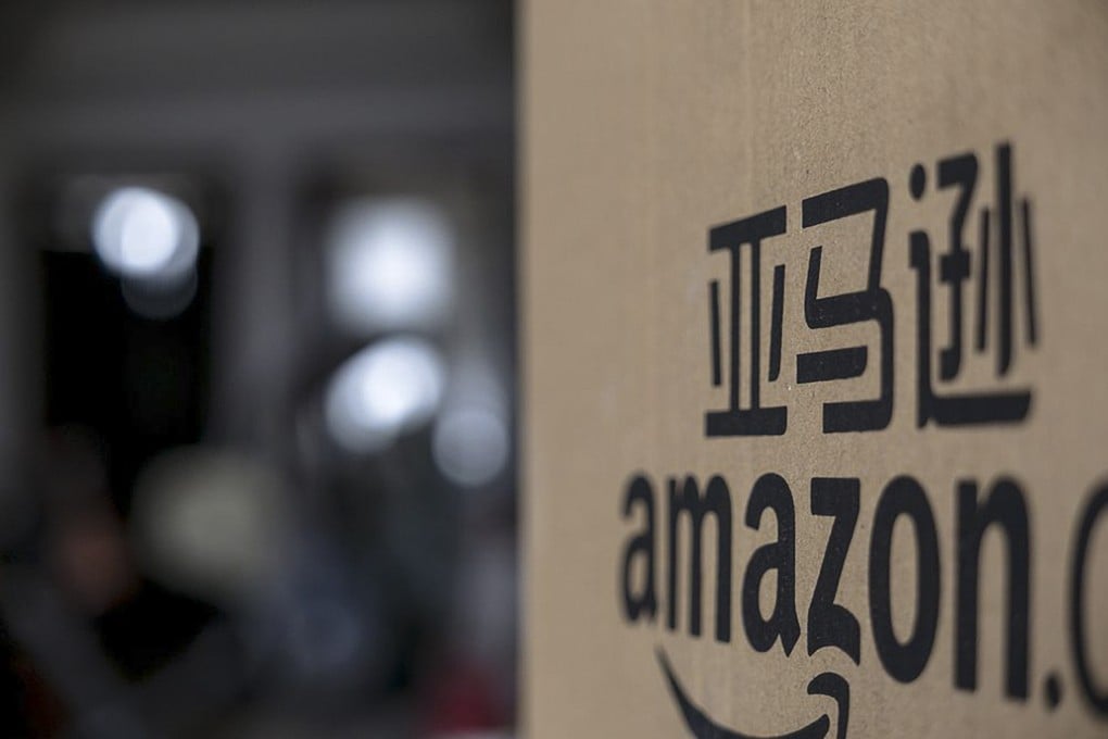 The icon of Amazon.cn seen on a box on May 22, 2016. Photo: Getty Images