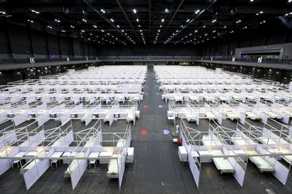 Beds set up for Covid-19 patients at AsiaWorld-Expo. Photo: Dickson Lee