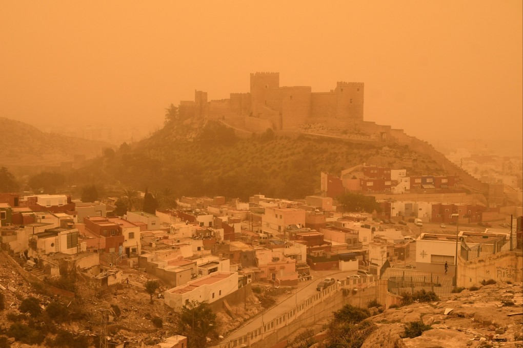 The Almeria fortress, southeastern Spain, covered in dust. Photo: EPA