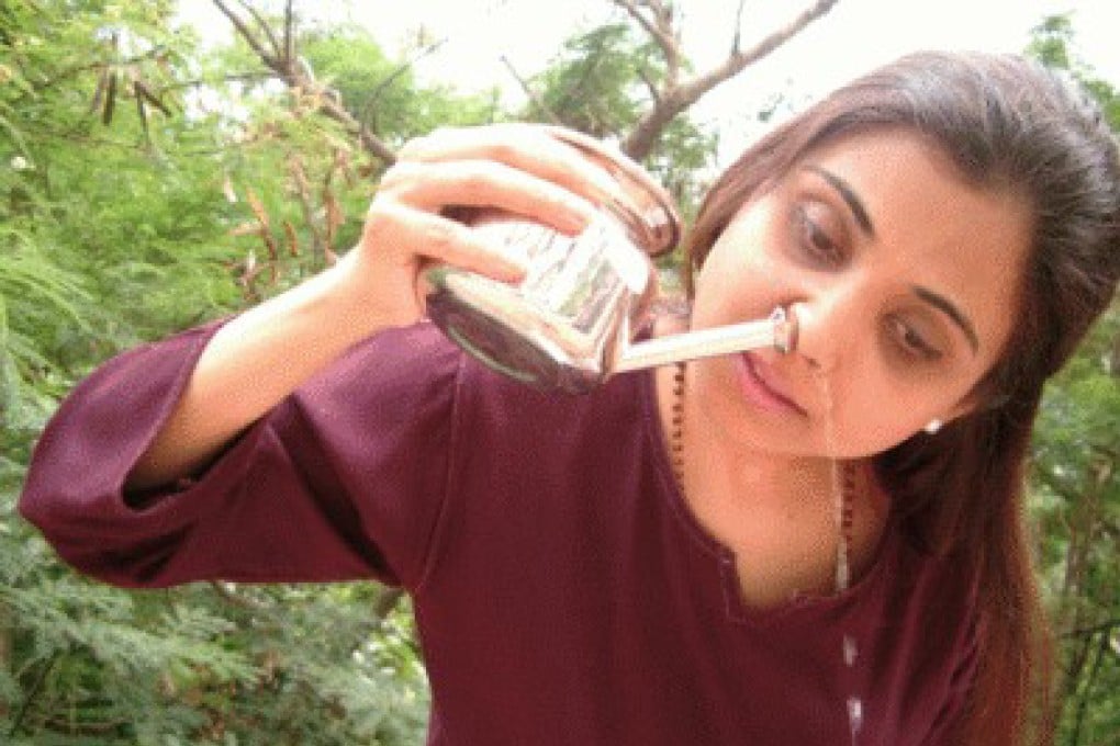 Kavita Khosa is one of many who use a neti pot to rinse the nose. This can soothe allergies, clear congestion and is also practised for overall wellbeing.
