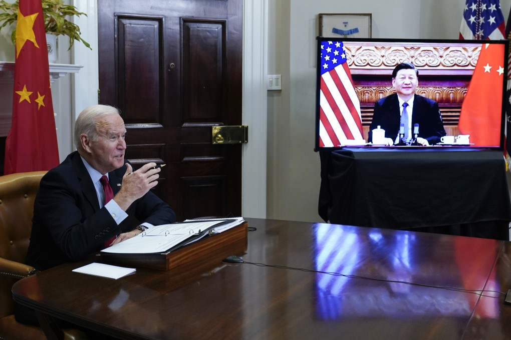 US President Joe Biden and Chinese President Xi Jinping during their last call in November. Photo: AP