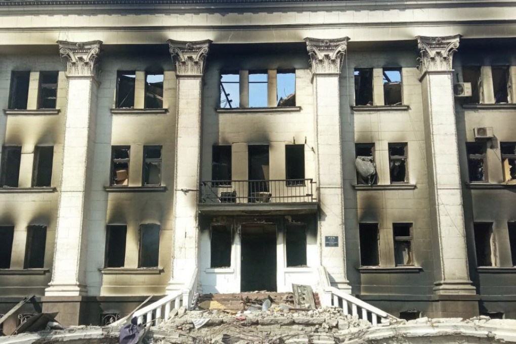The aftermath of an attack on the theatre in Mariupol, Ukraine. Photo: Azov Battalion via AP