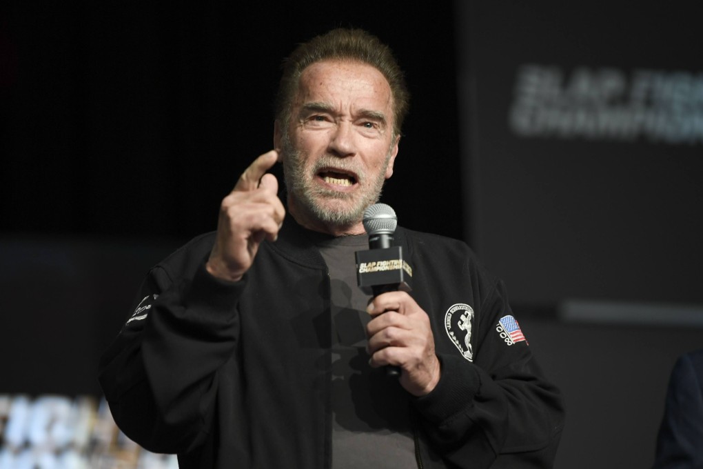 Arnold Schwarzenegger speaks during a sporting event in Columbus, Ohio, on March 5. Photo: AFP