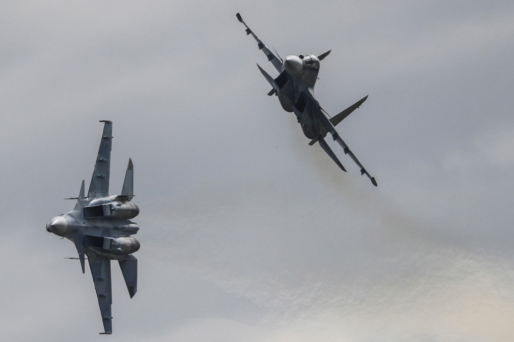 Russian-made Sukhoi military aircraft. India’s Sukhoi jets are expected to take part in joint exercises with Japan’s F15s. Photo: EPA