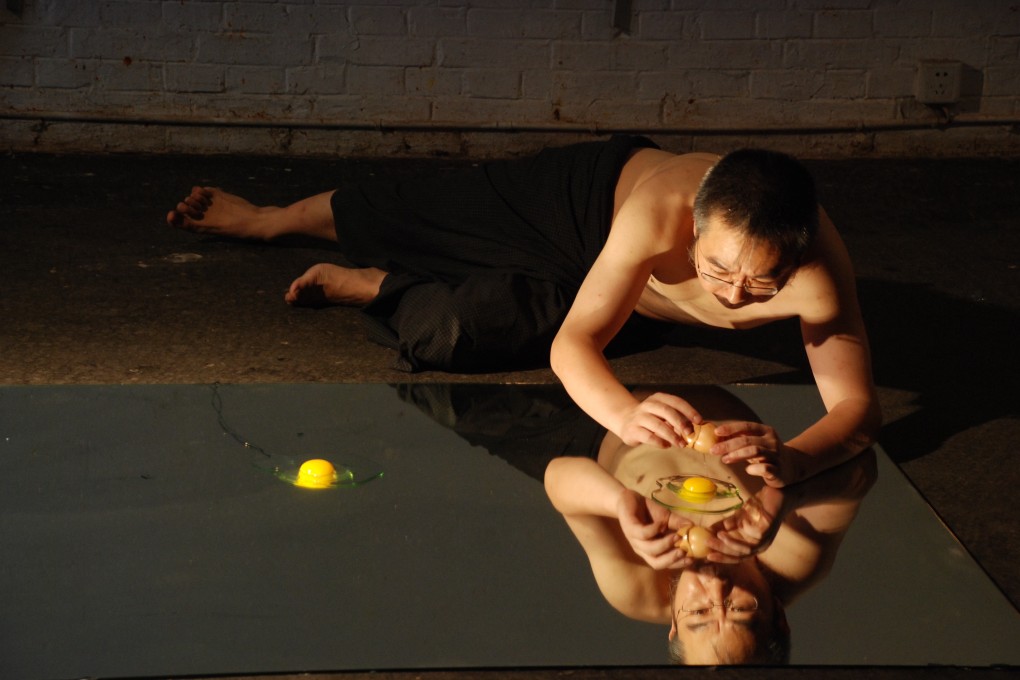 Chinese performance artist Chen Jin in action in Beijing in 2009. Photo: Courtesy of Chen Jin