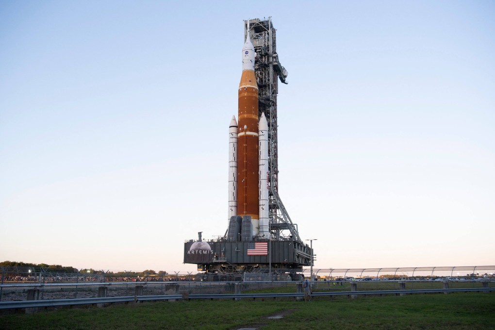 US space agency Nasa rolled out its first Space Launch System (SLS) rocket on Thursday for a countdown rehearsal. Photo: Nasa