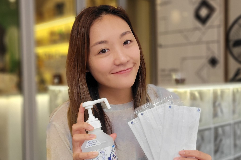 Hong Kong badminton mixed doubles player Tse Ying-suet donates thousands of anti-Covid-19 supplies for the New World Development’s “Share For Good” campaign. Photo: Handout