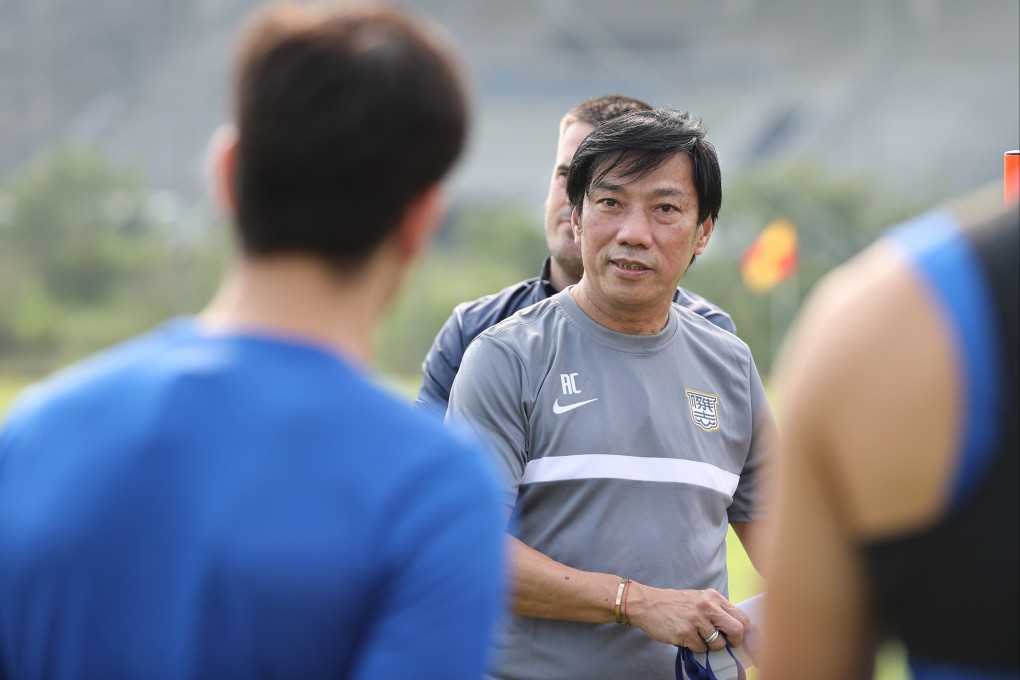 Kitchee head coach Chu Chi-kwong with his team in a training camp in Thailand. Photo: Kitchee