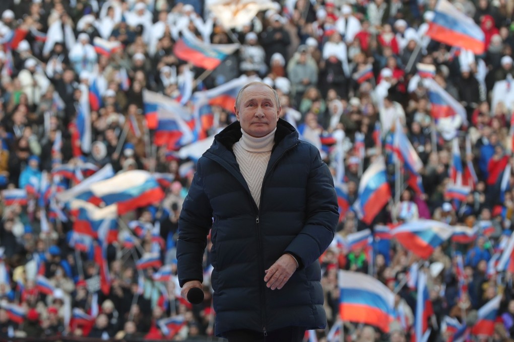 Russian President Vladimir Putin attends a concert marking the 8th anniversary of Crimea’s reunification with Russia at the Luzhniki stadium in Moscow, Russia, on March 18. Photo: EPA-EFE
