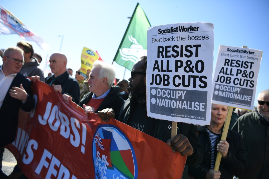 P&O Ferries staff protest in Dover, UK on March 18. Photo: EPA-EFE