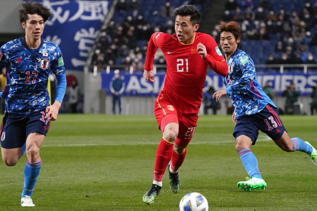 Chinese national football team player Dai Wai-tsun in a FIFA World Cup Asian Qualifier round group game against Japan at the Saitama Stadium in Japan. Photo: Getty Images