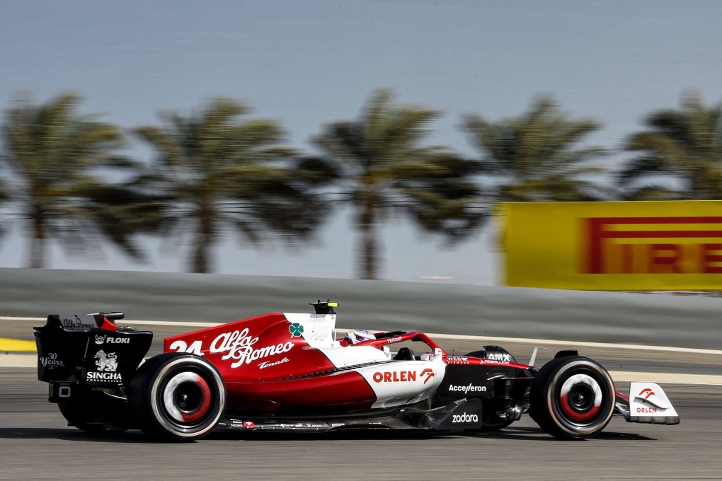 Alfa Romeo’s Chinese driver Zhou Guanyu drives during the third practice session ahead of the Bahrain Formula One Grand Prix at the Bahrain International Circuit in the city of Sakhir on March 19, 2022. Photo: Mazen Mahdi/AFP