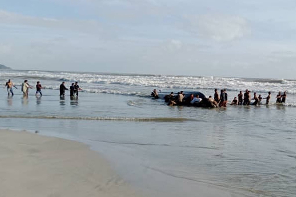 Malaysian authorities recover a capsized boat carrying illegal migrants in Johor last year. File photo: EPA-EFE/Royal Malaysian Army