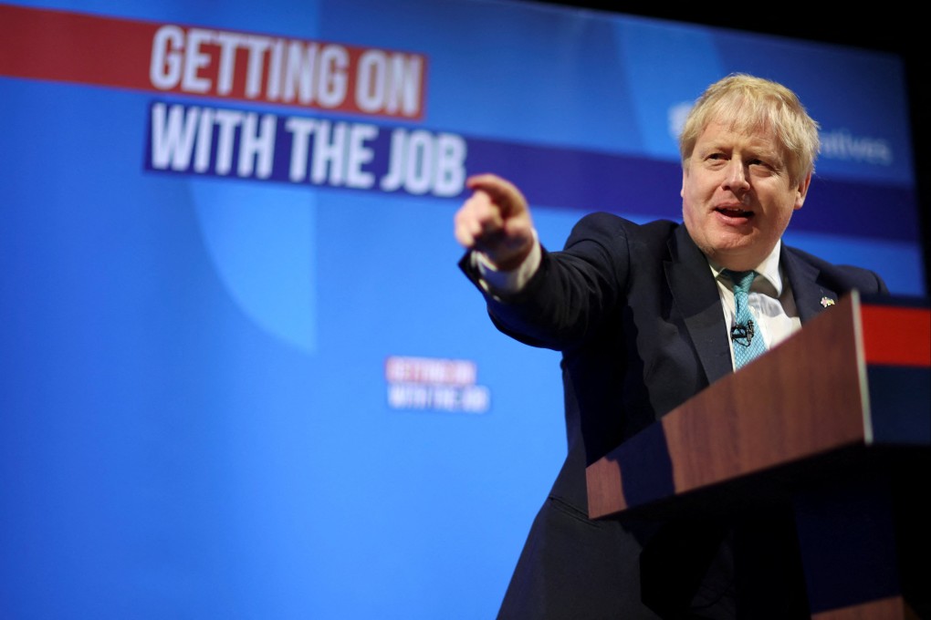 British Prime Minister Boris Johnson speaks during the Conservative Party Spring Conference in Blackpool, Britain on March 19. Photo: Reuters