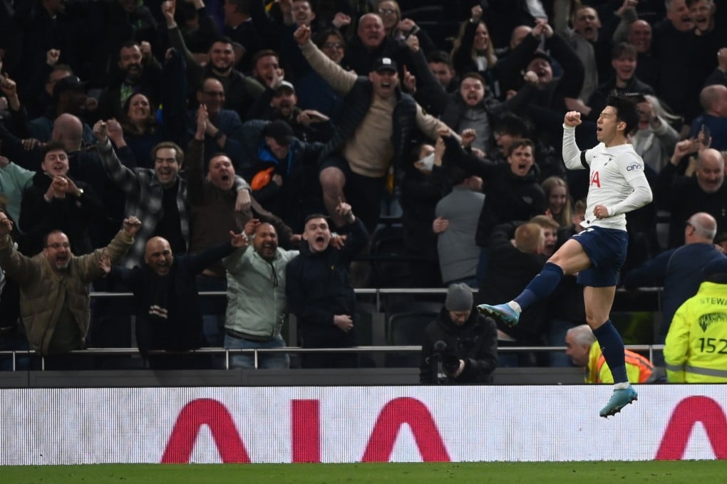 Tottenham’s Son Heung-Min celebrates scoring is second goal against West Ham United. Photo: EPA-EFE