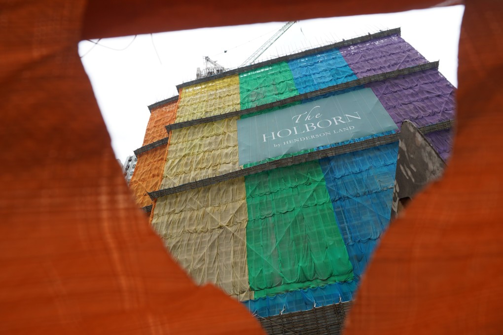 Construction scaffolding at the residential development Holborn by Henderson Land in Quarry Bay, pictured in August 2021. Photo: Felix Wong