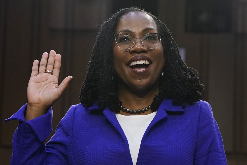 Supreme Court nominee Ketanji Brown Jackson being sworn in for her confirmation hearing. Photo: AP