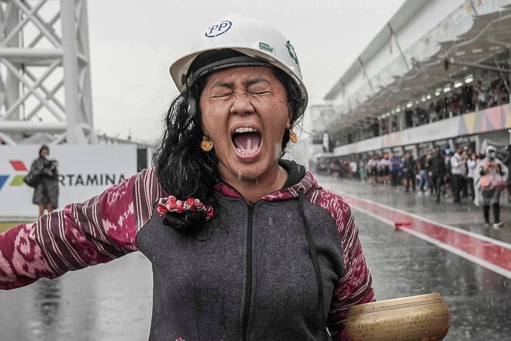 A rain shaman performs a ritual dance during the Indonesia MotoGP on Sunday. Photo: MotoGP
