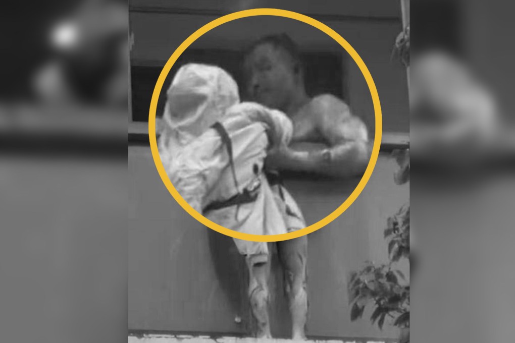 A husband (right) died after he was injured while protecting his wife (left) from a blaze in their flat. Photo: Weibo