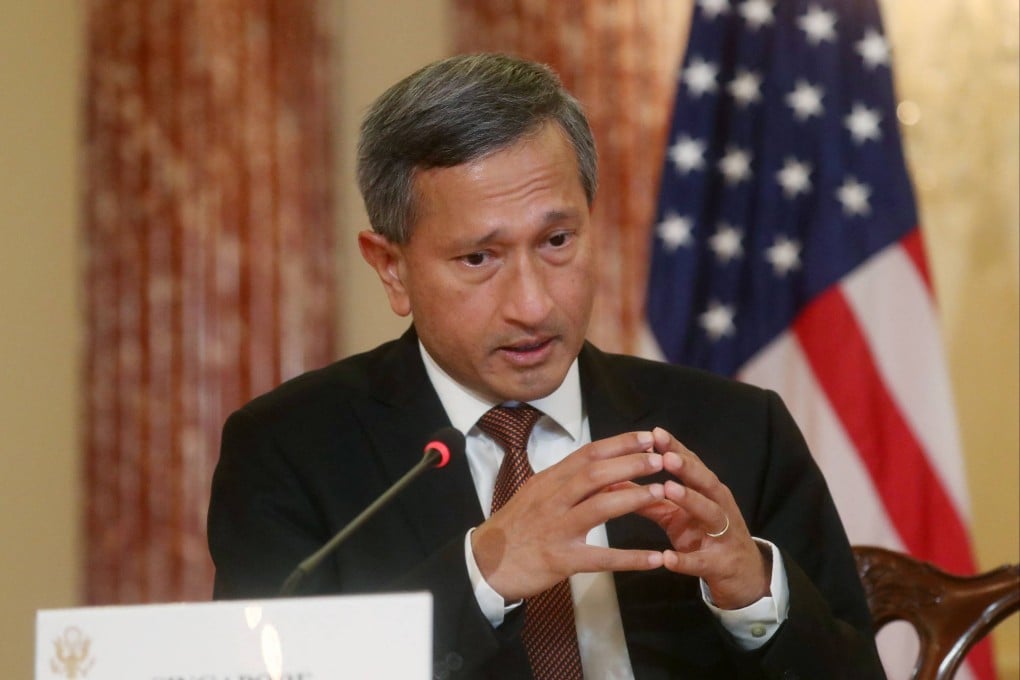 Singapore’s Foreign Minister Vivian Balakrishnan speaks during a signing ceremony with US Secretary of State Antony Blinken in front of the news media at the State Department in Washington, DC in September 2021. Photo: Pool/AFP
