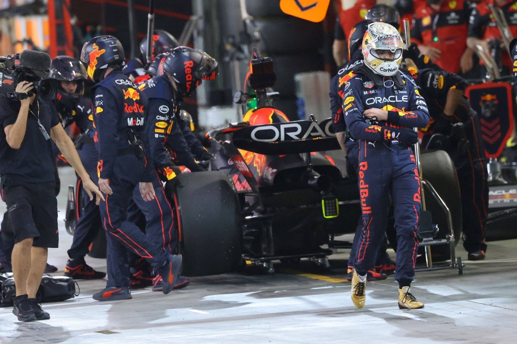 Red Bull’s Max Verstappen walks away from his car after failing to finish at the  Bahrain Grand Prix. Photo: AFP