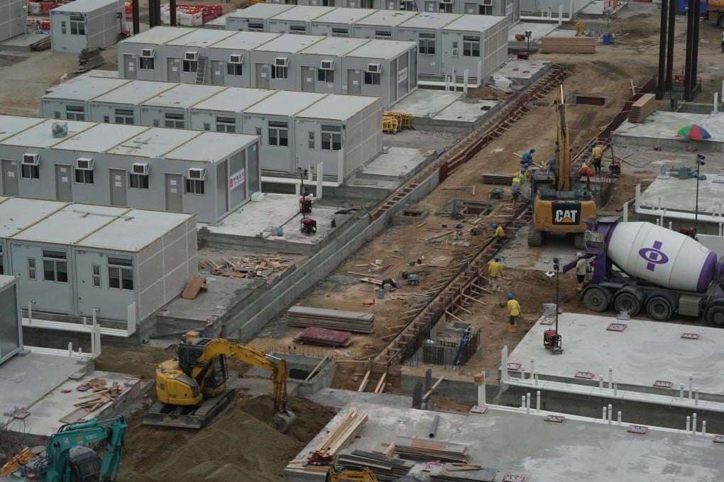 Kai Tak Covid-19 isolation facilities under construction in Kowloon, Hong Kong. Photo: Felix Wong