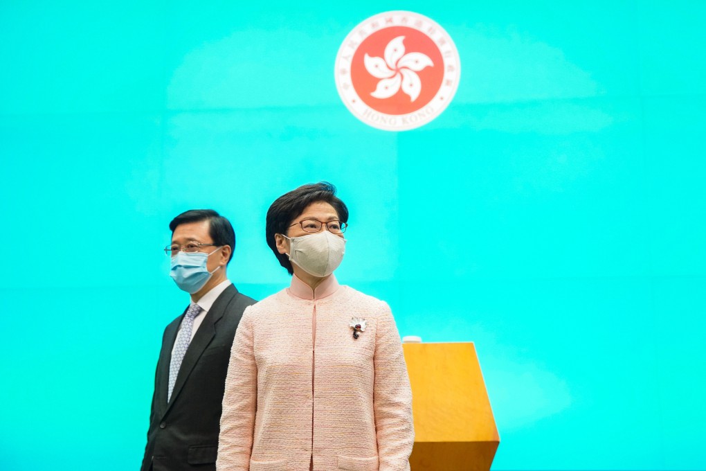 Hong Kong Chief Secretary John Lee Ka-chiu and Chief Executive Carrie Lam Cheng Yuet-ngor. Photo: Winson Wong