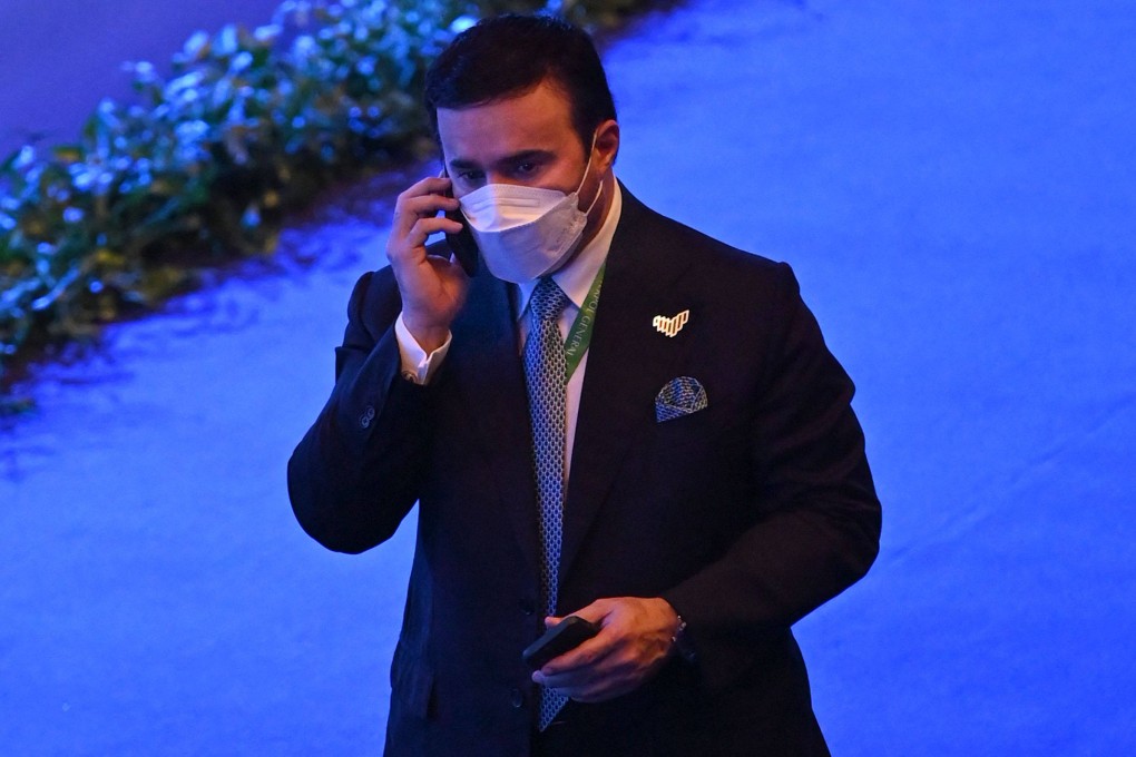 Major General Ahmed Nasser al-Raisi, inspector general at the UAE interior ministry and then candidate for the 2021 Interpol election speaks on the phone in Istanbul in November. Photo: AFP