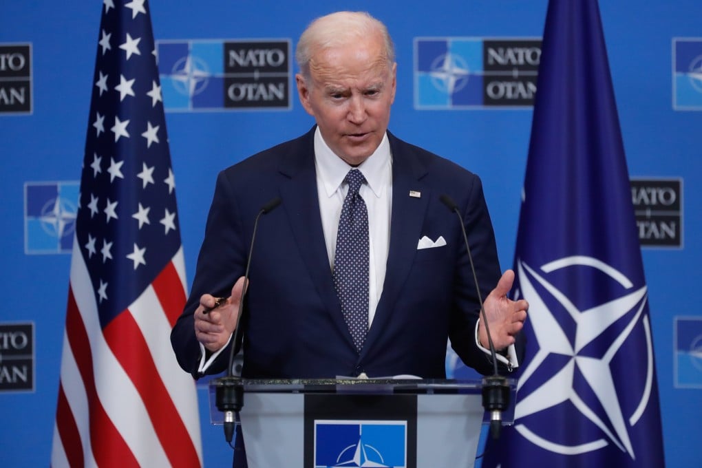 US President Joe Biden speaks after a G7 meeting in Brussels on Thursday. Photo: EPA-EFE