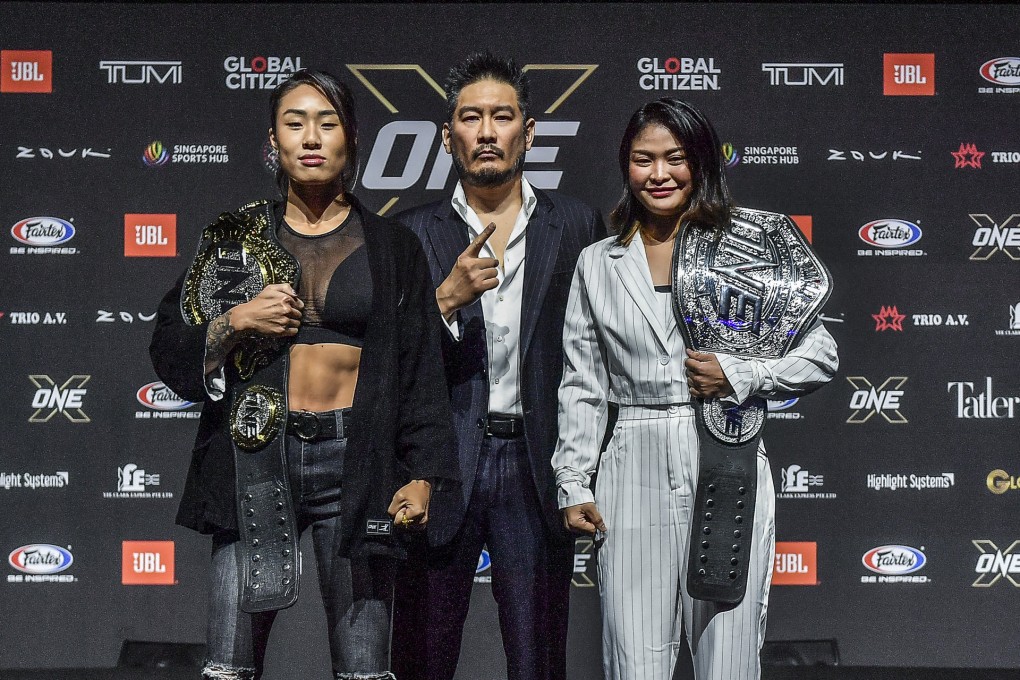 Angela Lee (left) and Stamp Fairtex at the ONE X faceoffs. Photos: ONE Championship.