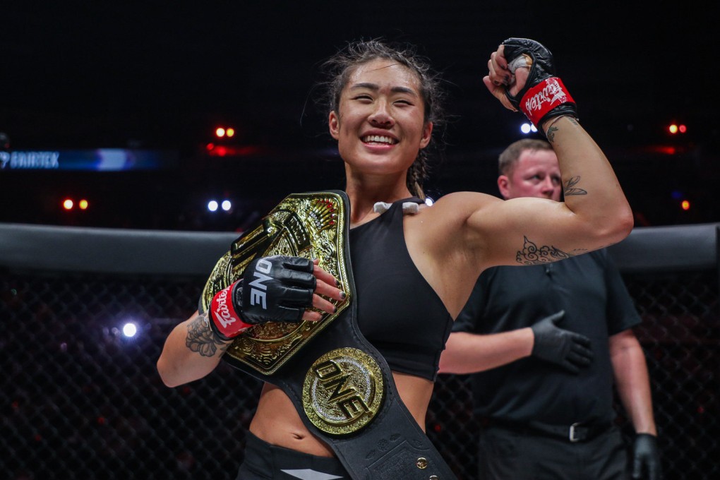 Angela Lee celebrates after submitting Stamp Fairtex at ONE X. Photos: ONE Championship