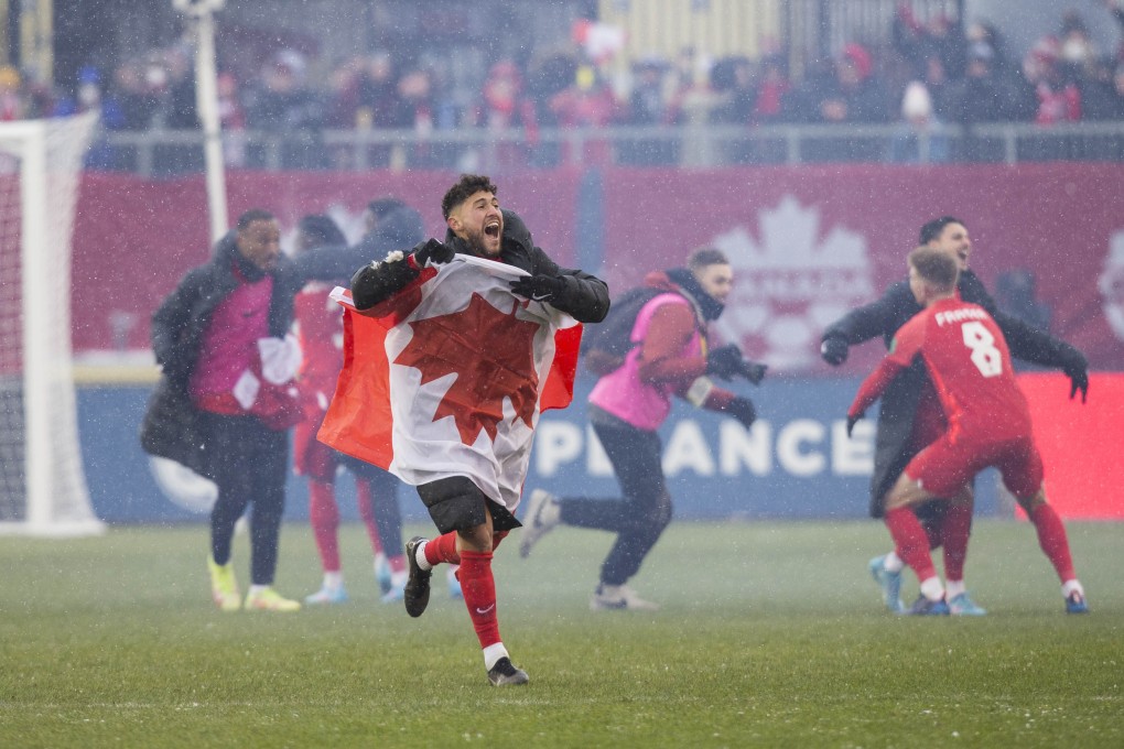 Canada’s Jonathan Osorio celebrates his side’s qualification for the Fifa World Cup in Qatar. Photo: Xinhua