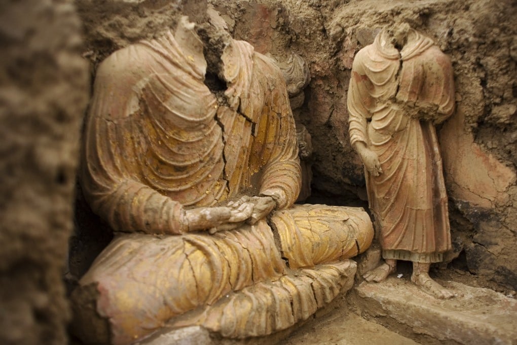 Buddha statues inside an ancient temple in Mes Aynak valley, Afghanistan. File photo: AP