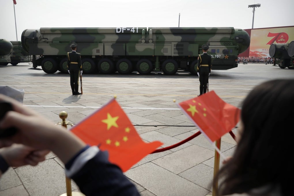 Chinese researchers have looked at the viability of launching intercontinental ballistic missiles, such as the DF-41, pictured, from high-speed trains.Photo: AP