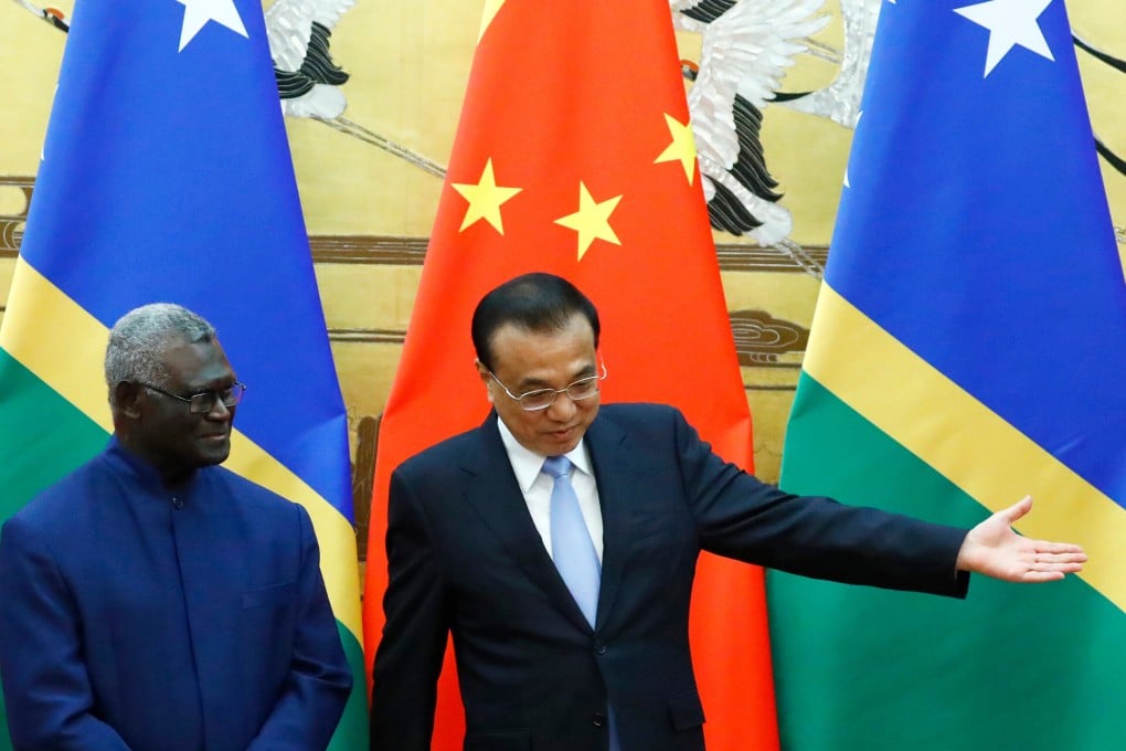 Solomon Islands Prime Minister Manasseh Sogavare (left) with Chinese Premier Li Keqiang in Beijing. File photo: AP