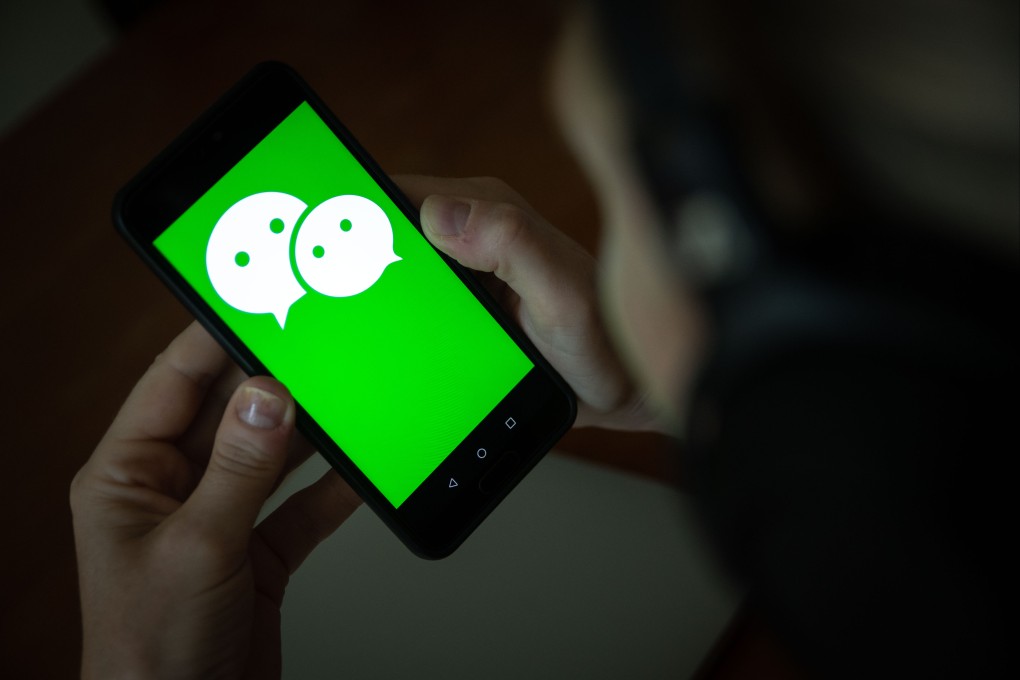 The logo for Tencent’s WeChat app is arranged for a photograph on a smartphone in Hong Kong on August 7, 2020. Photo: Bloomberg