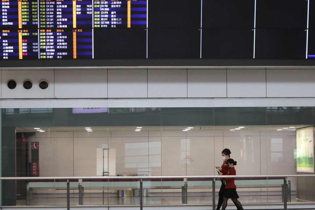 A quiet scene at Hong Kong International Airport. There are few returning to the city as the rules around it make it difficult to do so. Photo: Jelly Tse