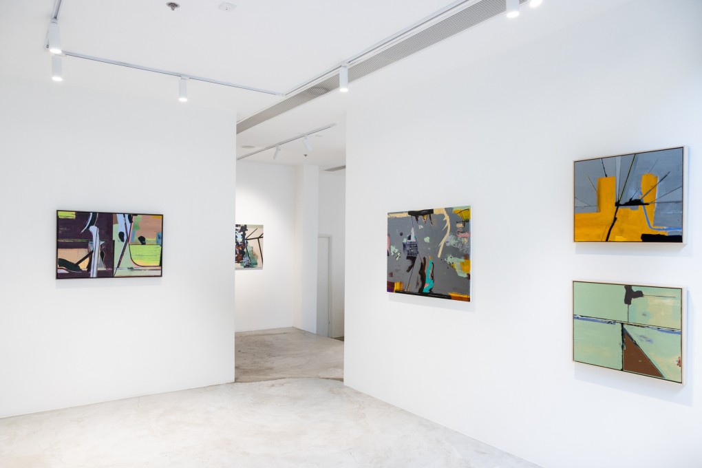 “Sky Rains Grain”, an exhibition by Kurt Chan Yuk-keung at Contemporary by Angela Li in Hong Kong. The exhibition features paintings that deconstruct  Chinese characters and reimagine them in the style of Western abstraction. Photo: Contemporary by Angela Li