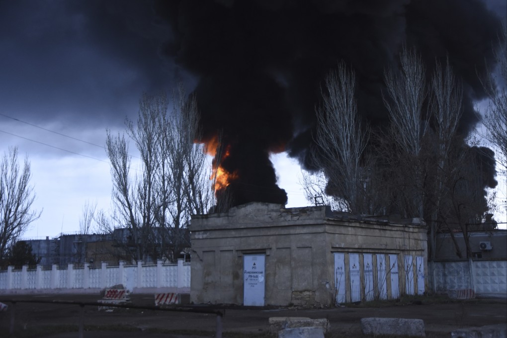 Smoke rises after shelling in Odessa, Ukraine, on Sunday. Photo: AP