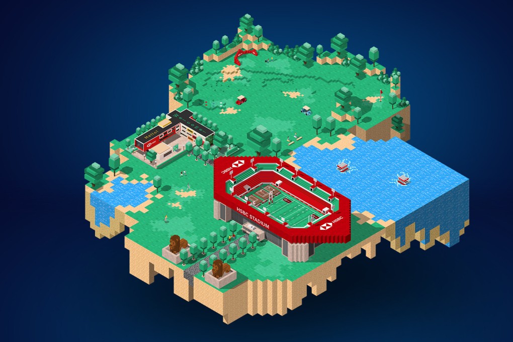 An early rendering of HSBC’s potential design for its virtual land inside the metaverse. Photo: Handout