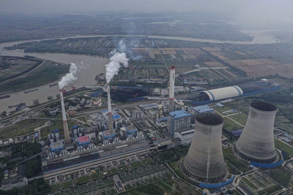 An aerial view of a coal-fired power plant in Hanchuan, Hubei province, on October 13, 2021. Photo: Getty Images