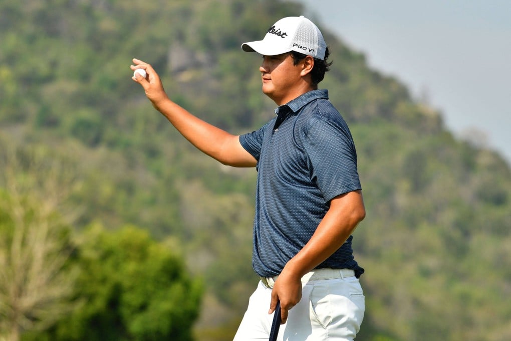 Sihwan Kim of the US gestures during the final round of the International Series Thailand golf tournament in Hua Hin. Photo: AFP