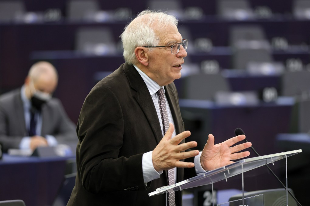 European Union foreign policy chief Josep Borrell speaks at the European Parliament in Strasbourg, France, on Tuesday. Photo: EPA-EFE