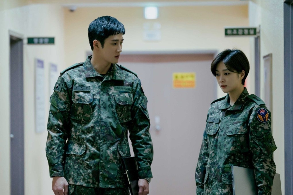 Ahn Bo-hyun (left) and Jo Bo-ah as military prosecutors in a still from Korean legal action-thriller series Military Prosecutor Doberman.