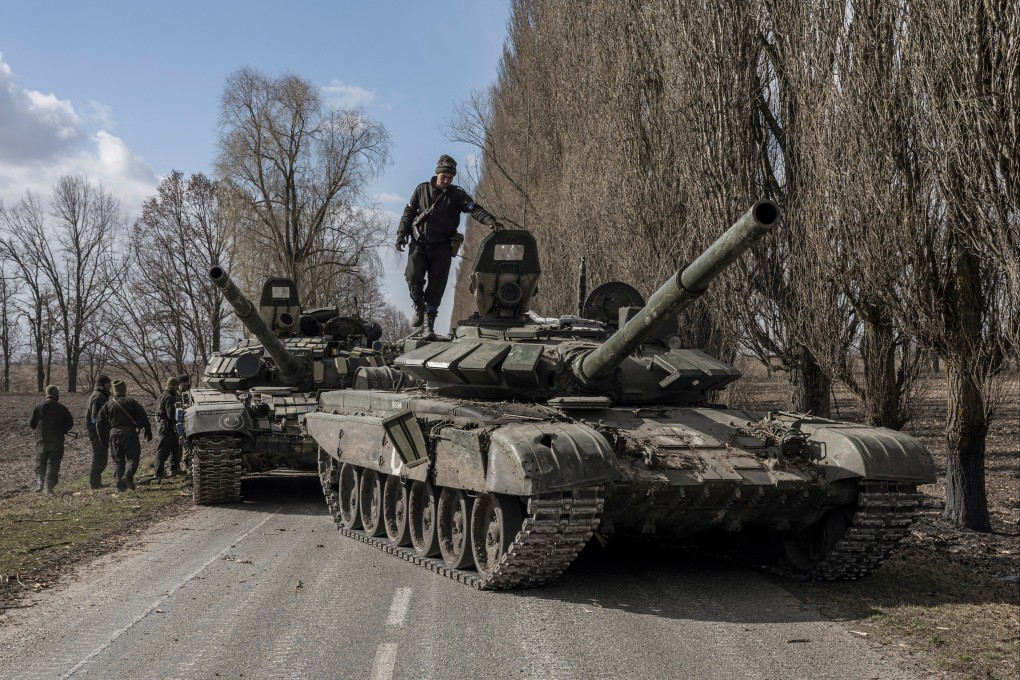 Captured Russian tanks in Ukraine. Photo: Reuters