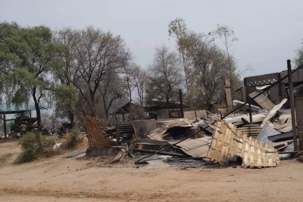 Many Myanmar residents lost their homes after the attack by junta forces on April 4, 2022, in Nga Tin Gyi village, Khin Oo township. 
Photo: Handout