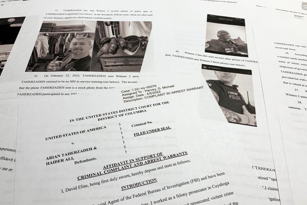 Affidavit to support the arrest of Arian Taherzadeh and Haider Ali. Federal prosecutors have charged the two men they say were posing as federal agents, giving free apartments and other gifts to US Secret Service agents, including one who worked on the first lady’s security detail. Both were taken into custody as more than a dozen FBI agents charged into a luxury apartment building in Southeast Washington on Wednesday. Photo: AP
